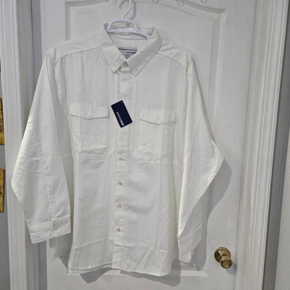 Knoss 360 Work Shirt Mens 3XL White NWT Stain Repel Long Sleeve Uniform Chef